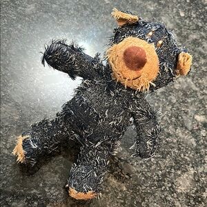 Dog Toy Denim Patchwork Teddy Bear Plush Toy w/Squeakers Medium Chew Toy